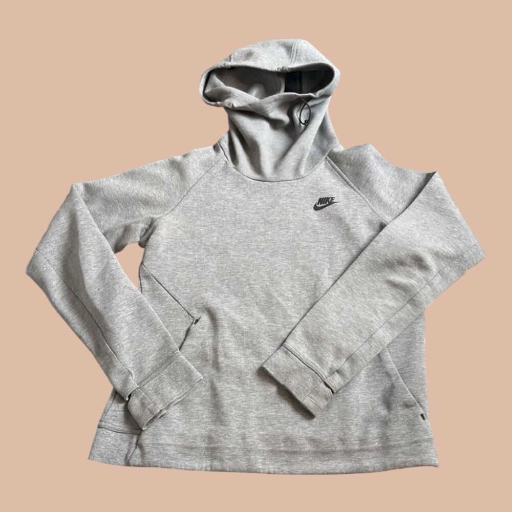 Nike Women Tech Fleece Hoodie Womens Size Medium Gray Cowl Neck Athleisure